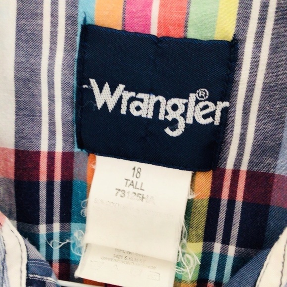 Wrangler button up shirt men 18 tall plaid short sleeve - Picture 6 of 8
